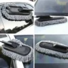 Extendable microfiber car duster with long handle for easy dusting on roofs and wheels