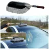 Extendable microfiber car duster with long handle for easy dusting on roofs and wheels
