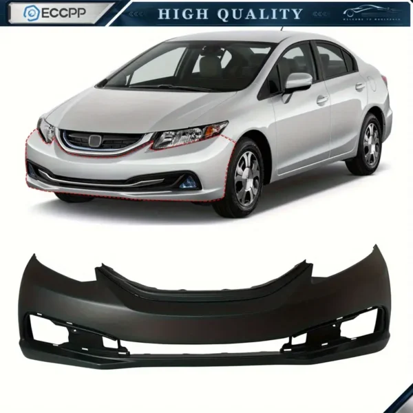 Factory-matched rear bumper for honda civic with integrated reflectors and exhaust trim
