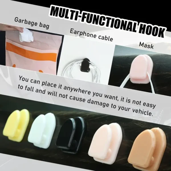 5pcs Black Car Dashboard Mini Adhesive Hooks for Interior Storage - Image 3
