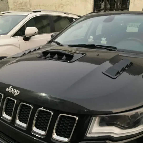 Universal carbon fiber car decorative hood scoop vent cover stickers, air flow intake bonnet styling for enhanced vehicle appearance and performance.