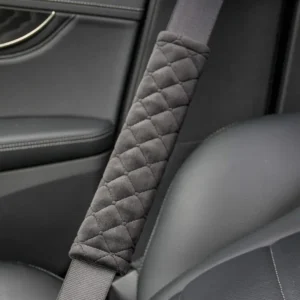 2PCS black soft auto seat belt shoulder pads for comfortable driving, compatible with all cars and backpacks, provides cushioned support and reduces seatbelt pressure.
