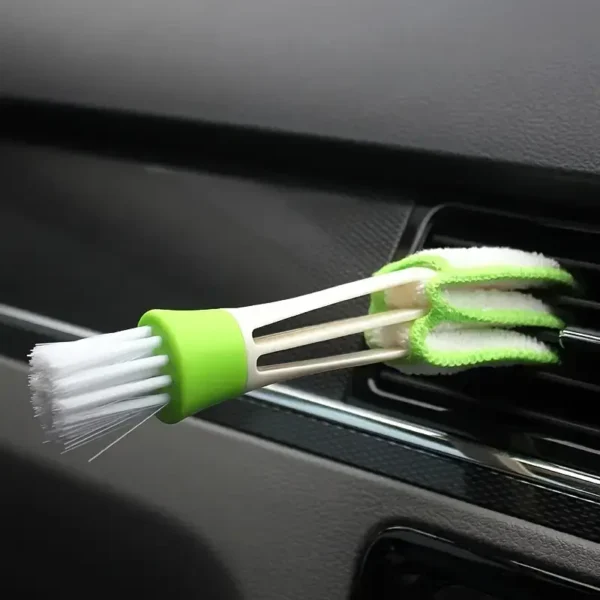 High-quality car vent cleaner tool with non-scratch bristles and soft grip handle, designed for cleaning car AC vents and interior surfaces, compact and travel-friendly.