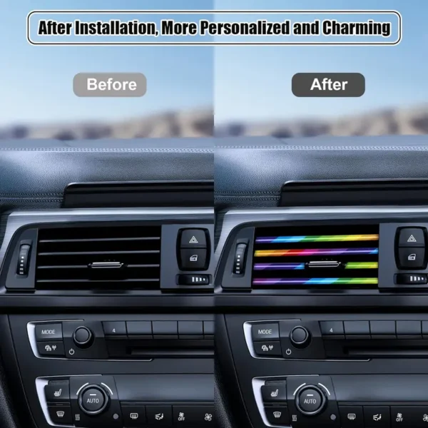Set of 50 universal car air vent decoration strips in shiny, flexible, waterproof design, ideal for interior car styling