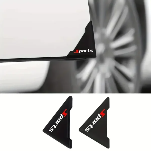2pcs silicone car door corner protectors with sport pattern, scratch-resistant crash cover for general vehicle door protection and easy installation