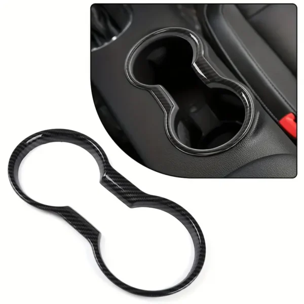 Premium black ABS cup holder cover for Ford Mustang 2015–2022, stylish interior car accessory with easy DIY installation and durable finish