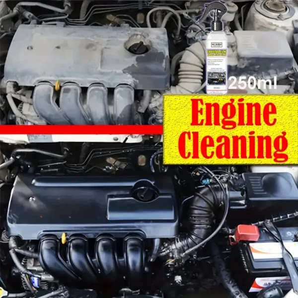 Engine bay cleaner and shine protector for deep degreasing and heavy oil removal – car engine detailer and decontamination cleaning tool