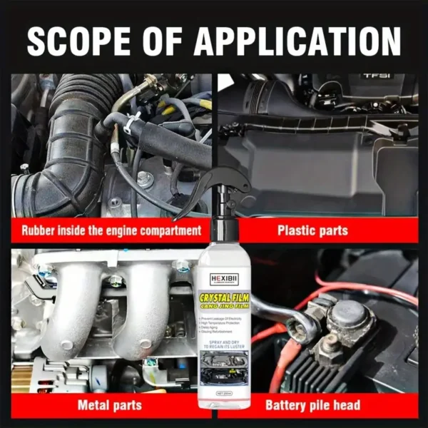 Engine bay cleaner and shine protector for deep degreasing and heavy oil removal – car engine detailer and decontamination cleaning tool