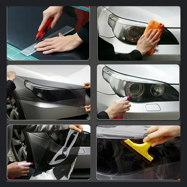 Extra-wide car headlight protective scratch-proof light black tint vinyl wrap film for durable and easy application
