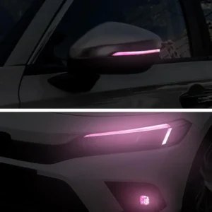 Pink smoke tint vinyl films for headlight, fog light, and mirror on Honda Civic 11th Gen 2022–2025 – stylish light wrap for exterior decoration and visibility enhancement