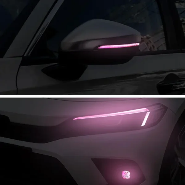 Pink smoke tint vinyl films for headlight, fog light, and mirror on Honda Civic 11th Gen 2022–2025 – stylish light wrap for exterior decoration and visibility enhancement
