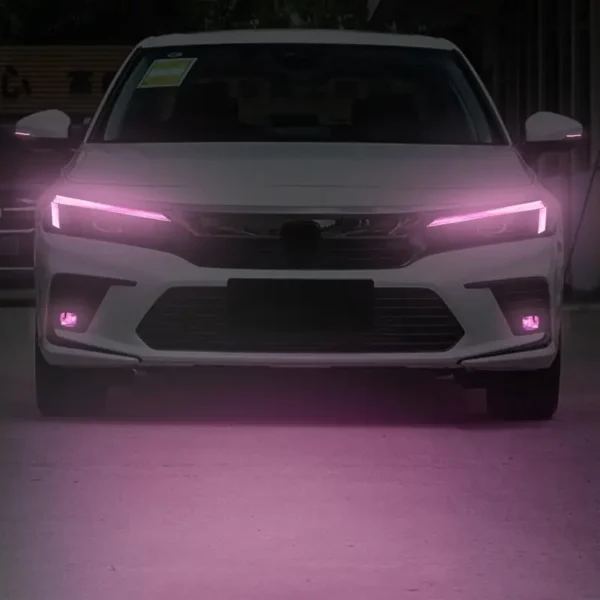 Pink smoke tint vinyl films for headlight, fog light, and mirror on Honda Civic 11th Gen 2022–2025 – stylish light wrap for exterior decoration and visibility enhancement