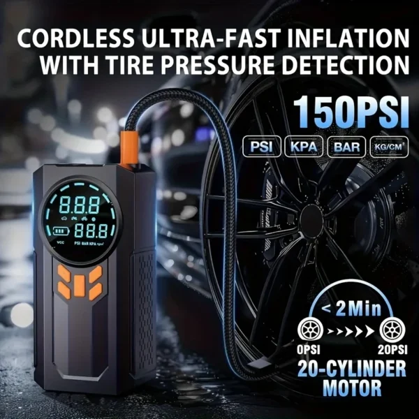 Portable Car Jump Starter with Air Compressor and USB Power Bank - Image 2