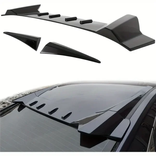 Glossy Black Roof Spoiler for 2022-2023 Honda Civic R Style – Aerodynamic Rear Window Wing with Polished Finish - Image 2