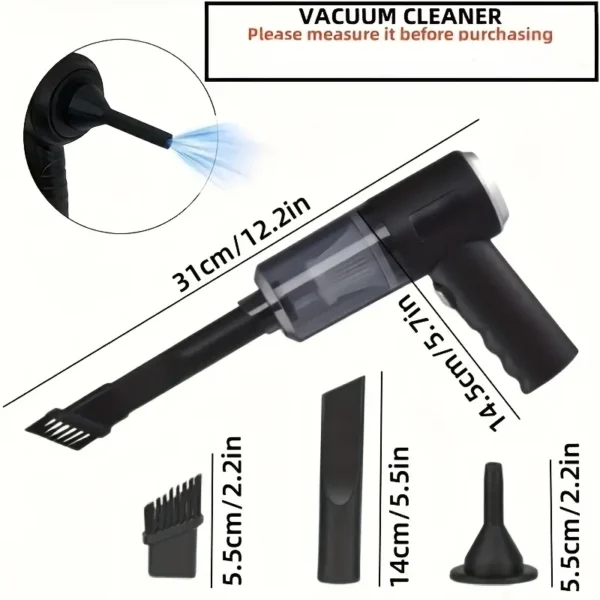A compact handheld vaccum cleaner designed for car interiors
