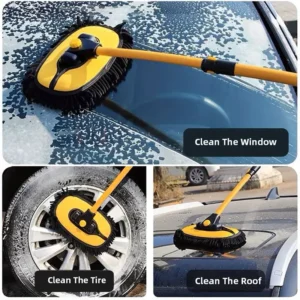 Telescopic long handle car cleaning brush with chenille microfiber mop head for effective car wash and detailing – ideal auto accessory for exterior vehicle cleaning