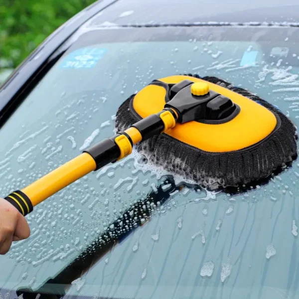 Telescopic long handle car cleaning brush with chenille microfiber mop head for effective car wash and detailing – ideal auto accessory for exterior vehicle cleaning