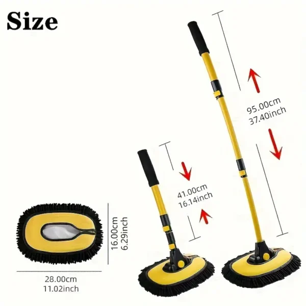 Telescopic long handle car cleaning brush with chenille microfiber mop head for effective car wash and detailing – ideal auto accessory for exterior vehicle cleaning