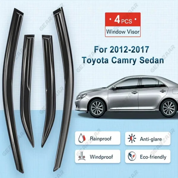 JDM Mugen Style Window Visors for 2012–2017 Toyota Camry Sedan - Image 3